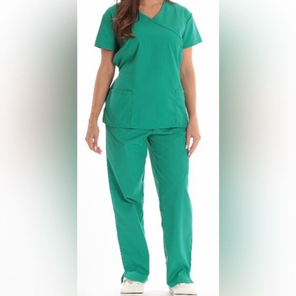 🔥Carols Scrubs Ladies Teal Blue Green Bottom only Size Large Drawstring pants - Picture 9 of 13